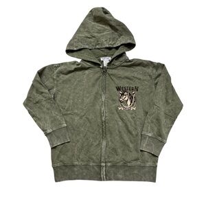 Pastel Palette Olive Green Hoodie Western Rodeo Club Full zip Girls M NWOT
